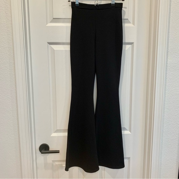 Black Textured Choker Neck Top Flare Pant Co-Ord Matching Set - Picture 8 of 8
